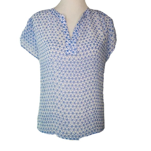Collective Concepts Tops - Collective Concepts Blouse Blue Gray Geometric XL
